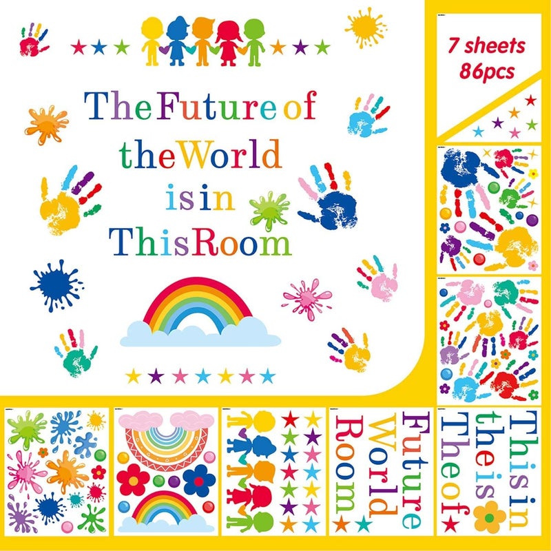 CharmFlo Inspirational Wall Decals for Kids Motivational Classroom Decor with Removable Quotes The Future of The World is in This Room Peel and Stick Wall Stickers Bedroom Nursery School Playroom - Image 2